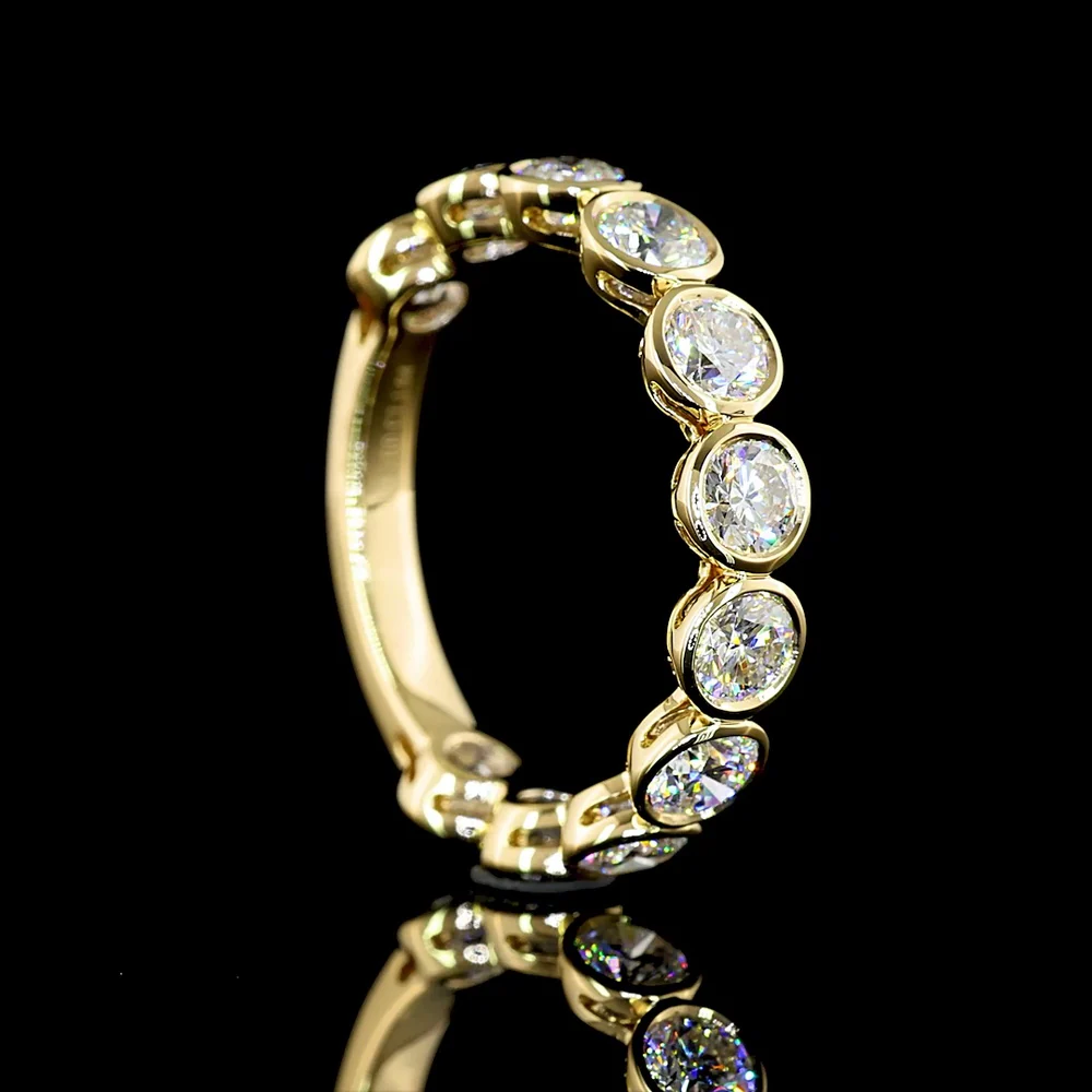 14K Yellow Gold 3/4 Eternity Band with Bezel Set Round Lab Diamonds - 1.94 Carat Total Weight, E-F Color, VS Clarity - Covaloro Fine Jewelry - Image 3