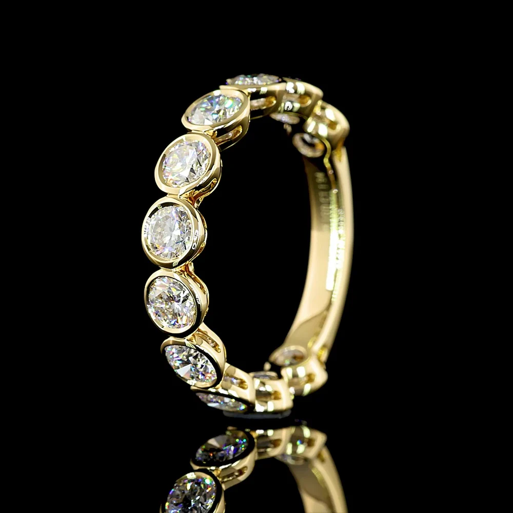14K Yellow Gold 3/4 Eternity Band with Bezel Set Round Lab Diamonds - 1.94 Carat Total Weight, E-F Color, VS Clarity - Covaloro Fine Jewelry - Image 4