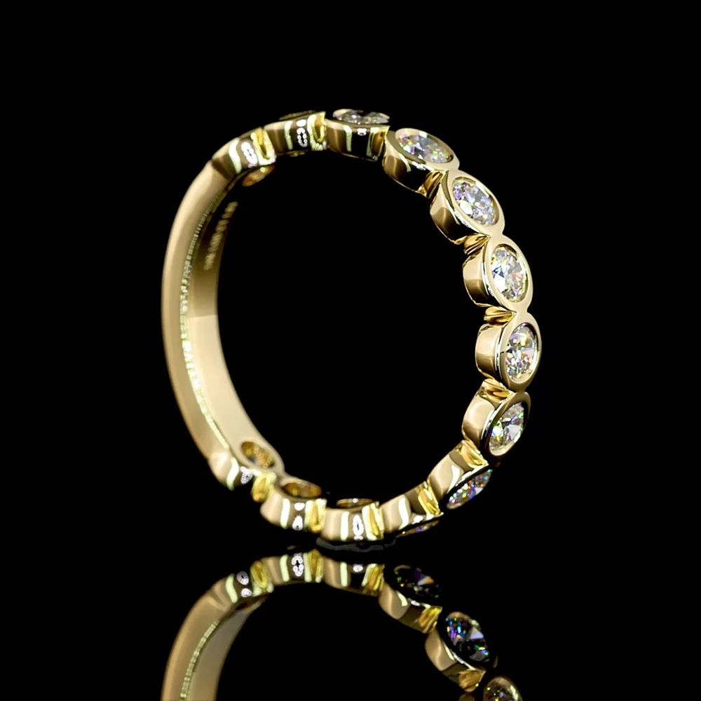 14K Yellow Gold 3/4 Eternity Band with Bezel Set Round Lab Diamonds - 2.06 Carat Total Diamond Weight - Covaloro Fine Jewelry - Image 3