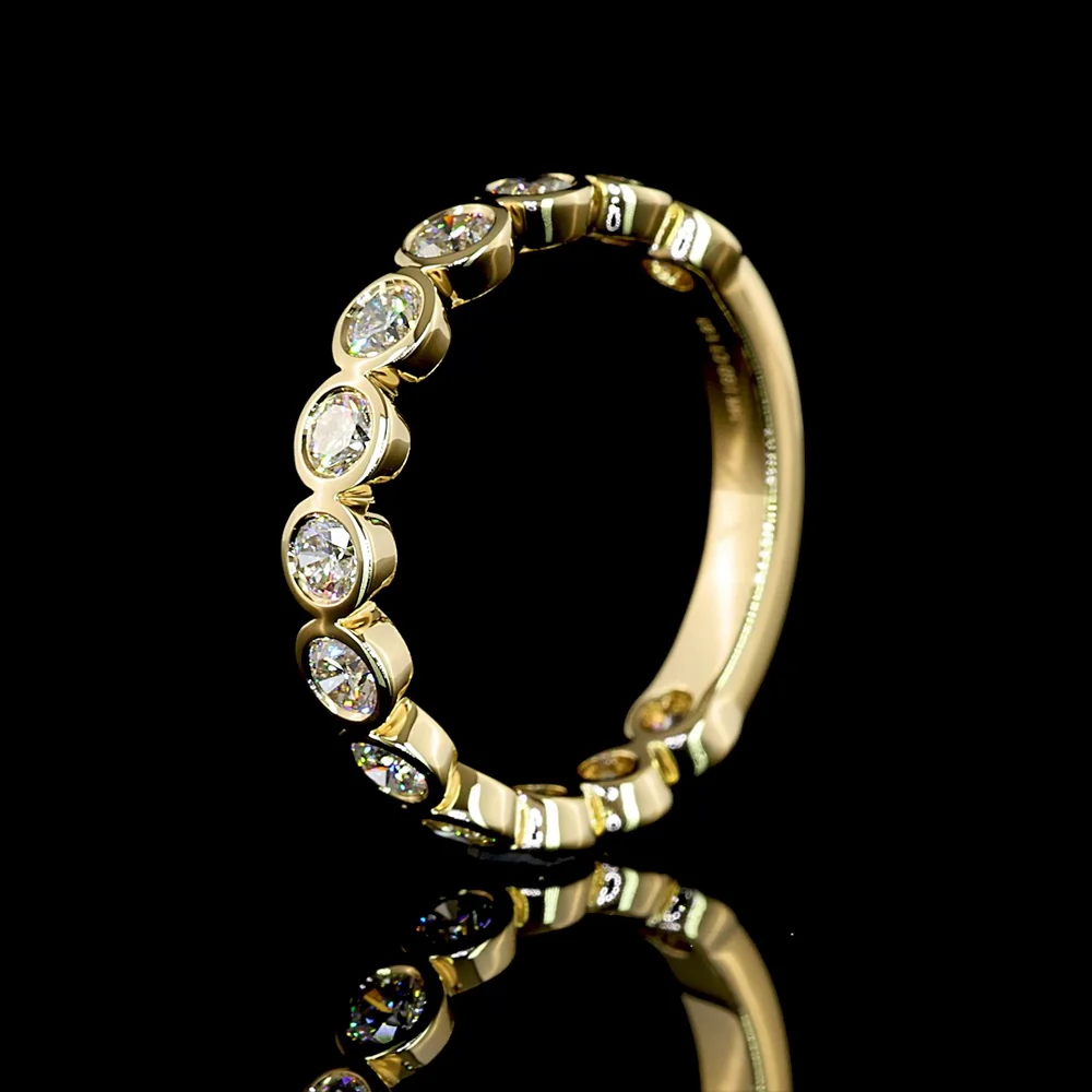 14K Yellow Gold 3/4 Eternity Band with Bezel Set Round Lab Diamonds - 2.06 Carat Total Diamond Weight - Covaloro Fine Jewelry - Image 4