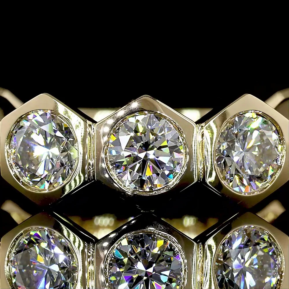 14K Yellow Gold 3/4 Eternity Band with Bezel Set Round Lab Diamonds - 2.76 Carat Total Weight, E-F Color, VS Clarity - Covaloro Fine Jewelry - Image 2