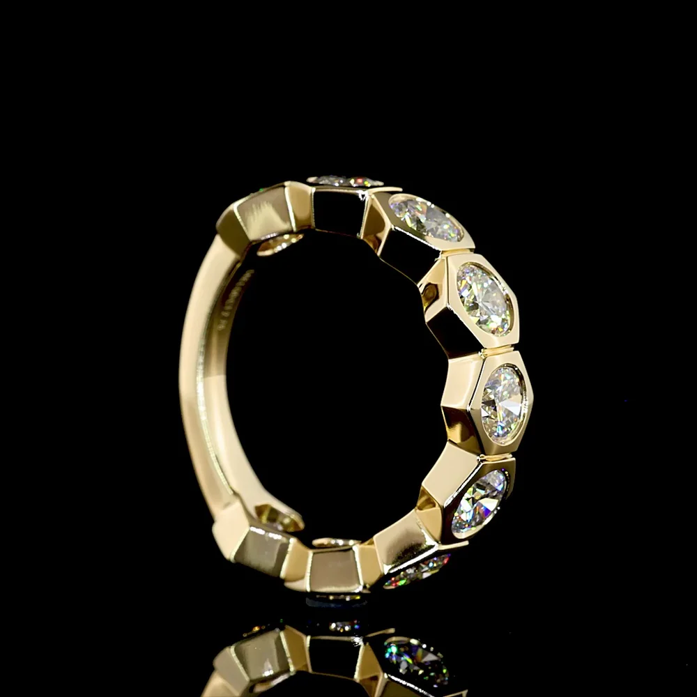 14K Yellow Gold 3/4 Eternity Band with Bezel Set Round Lab Diamonds - 2.76 Carat Total Weight, E-F Color, VS Clarity - Covaloro Fine Jewelry - Image 3
