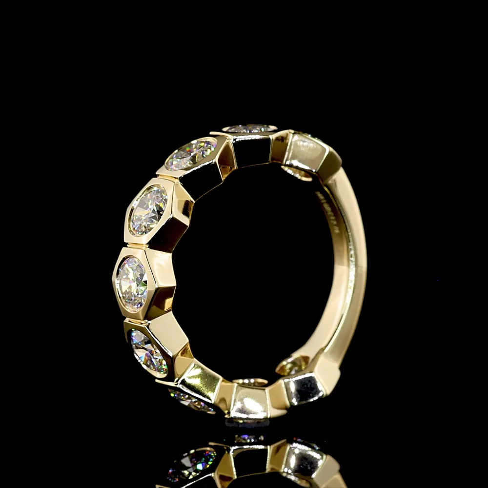 14K Yellow Gold 3/4 Eternity Band with Bezel Set Round Lab Diamonds - 2.76 Carat Total Weight, E-F Color, VS Clarity - Covaloro Fine Jewelry - Image 4