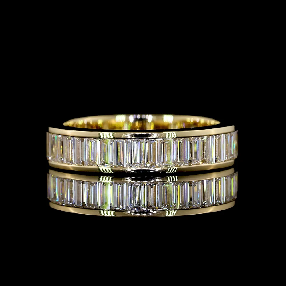 14K Yellow Gold 3/4 Eternity Band with Channel Set Baguette Cut Lab Diamonds - 1.58 Carat Total Diamond Weight - Covaloro Fine Jewelry