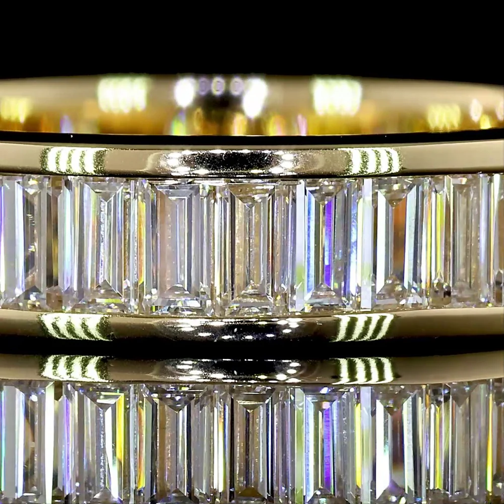 14K Yellow Gold 3/4 Eternity Band with Channel Set Baguette Cut Lab Diamonds - 1.58 Carat Total Diamond Weight - Covaloro Fine Jewelry - Image 2