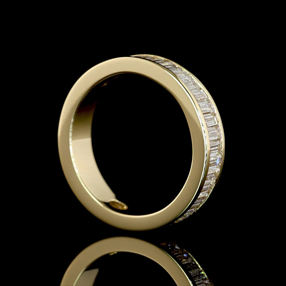 14K Yellow Gold 3/4 Eternity Band with Channel Set Baguette Cut Lab Diamonds - 1.58 Carat Total Diamond Weight - Covaloro Fine Jewelry - Image 3