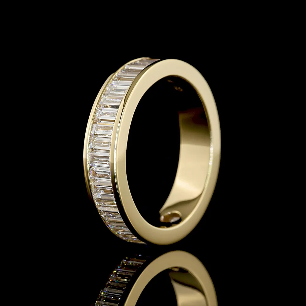 14K Yellow Gold 3/4 Eternity Band with Channel Set Baguette Cut Lab Diamonds - 1.58 Carat Total Diamond Weight - Covaloro Fine Jewelry - Image 4