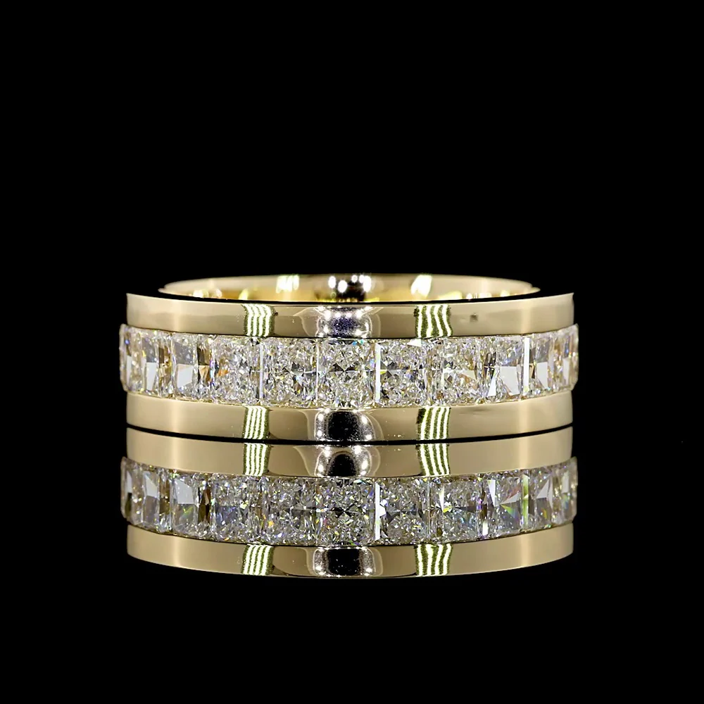 14K Yellow Gold 3/4 Eternity Band with Channel Set Radiant Cut Lab Diamonds - 3.98 Carat Total Diamond Weight - Covaloro Fine Jewelry