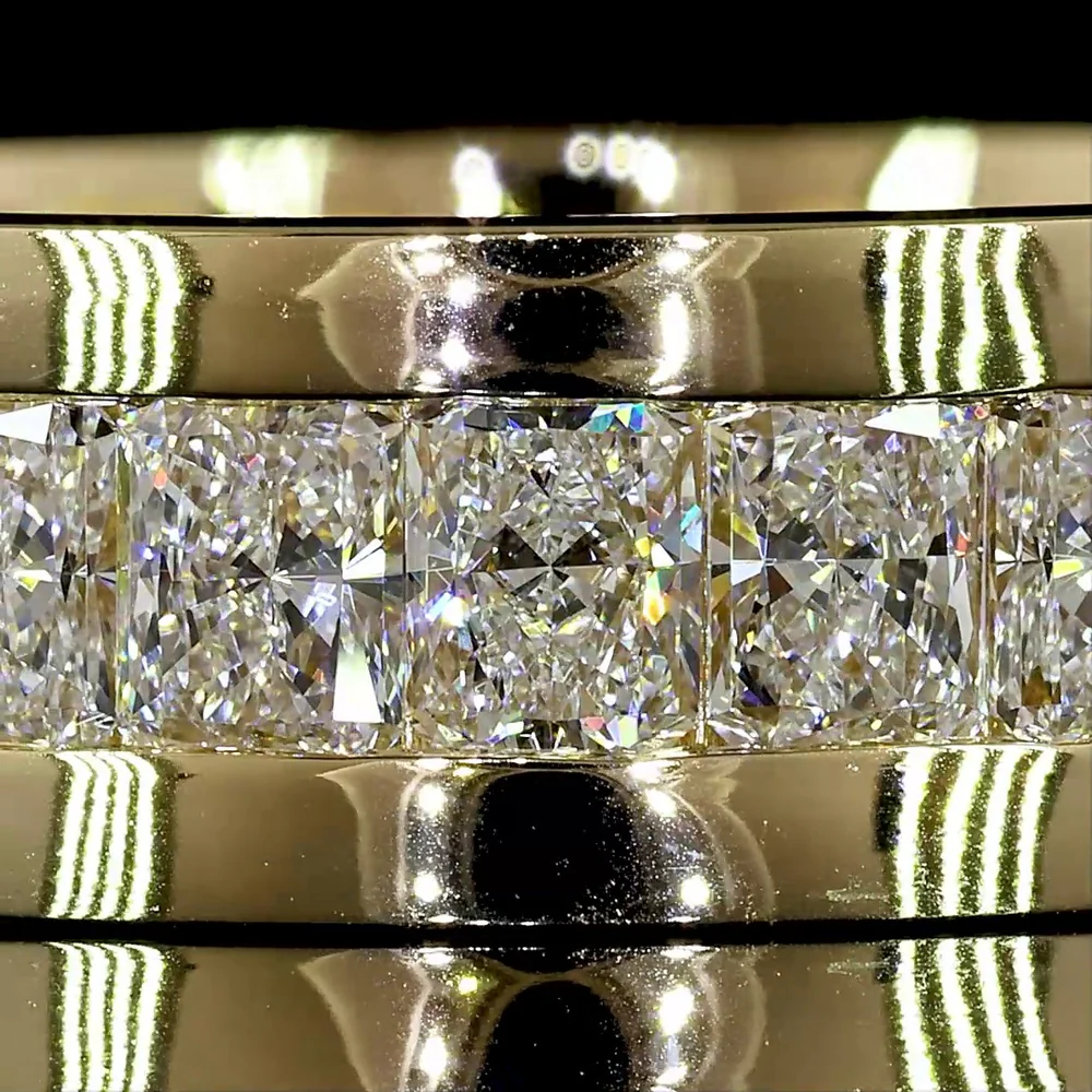 14K Yellow Gold 3/4 Eternity Band with Channel Set Radiant Cut Lab Diamonds - 3.98 Carat Total Diamond Weight - Covaloro Fine Jewelry - Image 2
