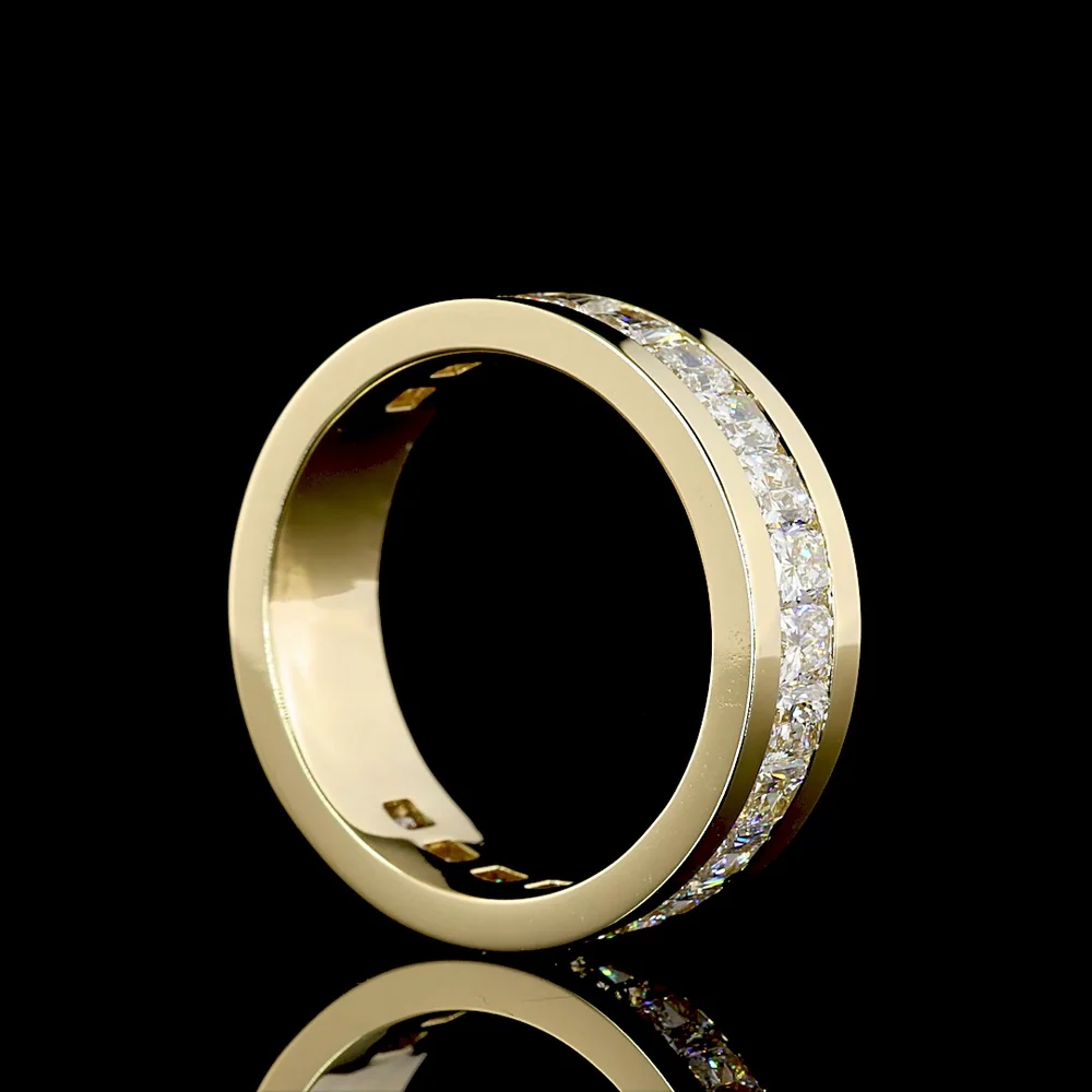 14K Yellow Gold 3/4 Eternity Band with Channel Set Radiant Cut Lab Diamonds - 3.98 Carat Total Diamond Weight - Covaloro Fine Jewelry - Image 3