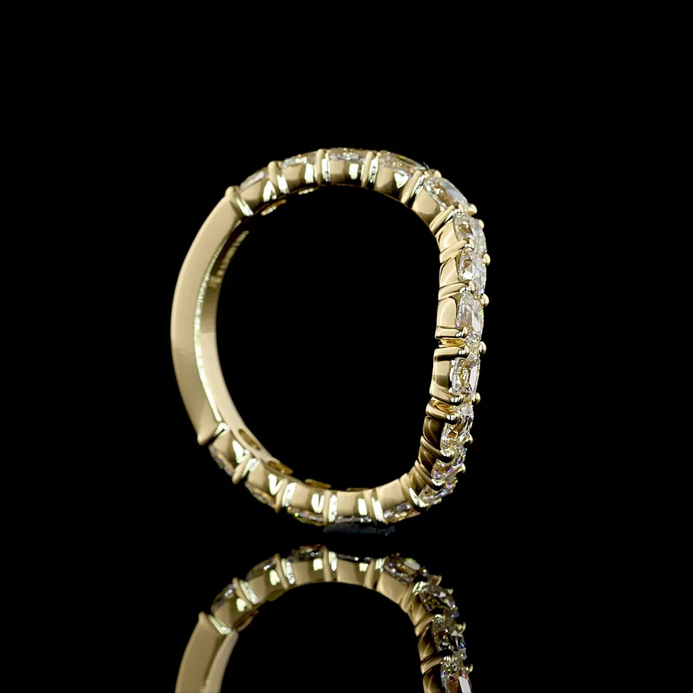 14K Yellow Gold 3/4 Eternity Band with East-West Antique Cushion Cut Lab Diamonds - 0.93 Carat Total Weight - Covaloro Fine Jewelry - Image 3