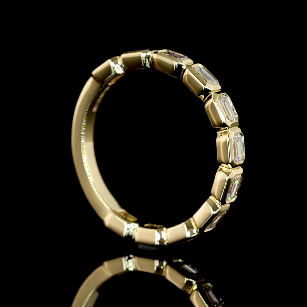 14K Yellow Gold 3/4 Eternity Band with East-West Bezel Set Emerald Cut Lab Diamonds - 1.00 Carats Total Diamond Weight - Covaloro Fine Jewelry - Image 3