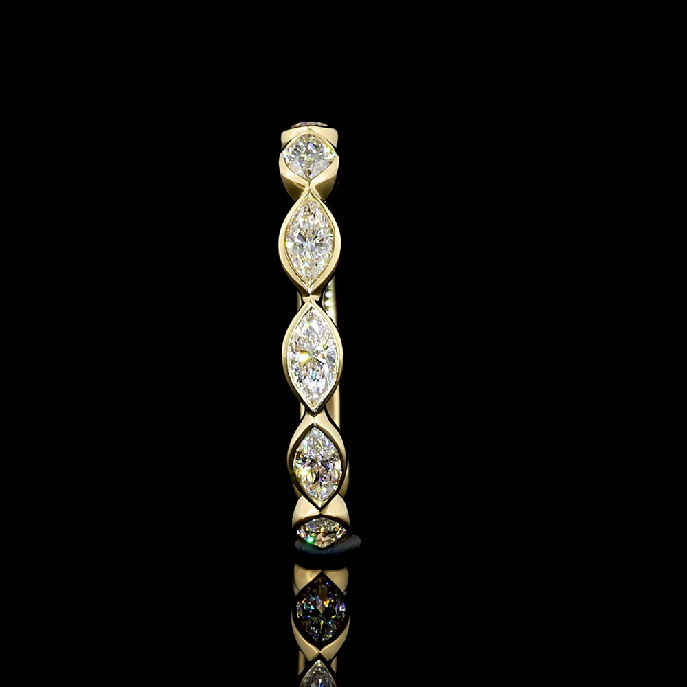 14K Yellow Gold 3/4 Eternity Band with East-West Bezel Set Marquise Cut Lab Diamonds - 0.77 Carat Total Diamond Weight - Covaloro Fine Jewelry - Image 4