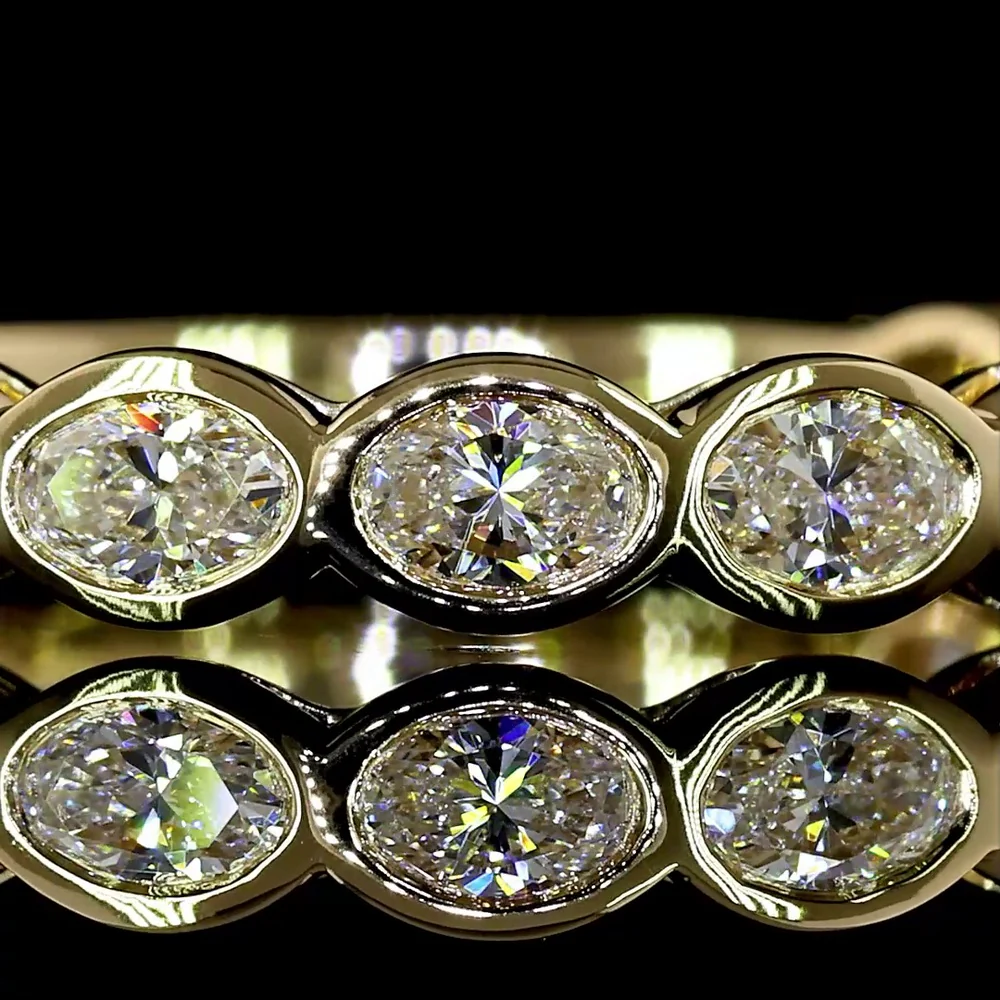 14K Yellow Gold 3/4 Eternity Band with East-West Bezel Set Oval Lab Diamonds - 0.91 Carat Total Diamond Weight - Covaloro Fine Jewelry - Image 2