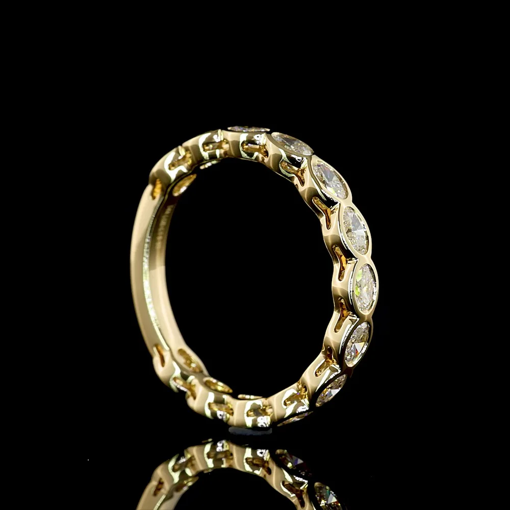14K Yellow Gold 3/4 Eternity Band with East-West Bezel Set Oval Lab Diamonds - 0.91 Carat Total Diamond Weight - Covaloro Fine Jewelry - Image 3