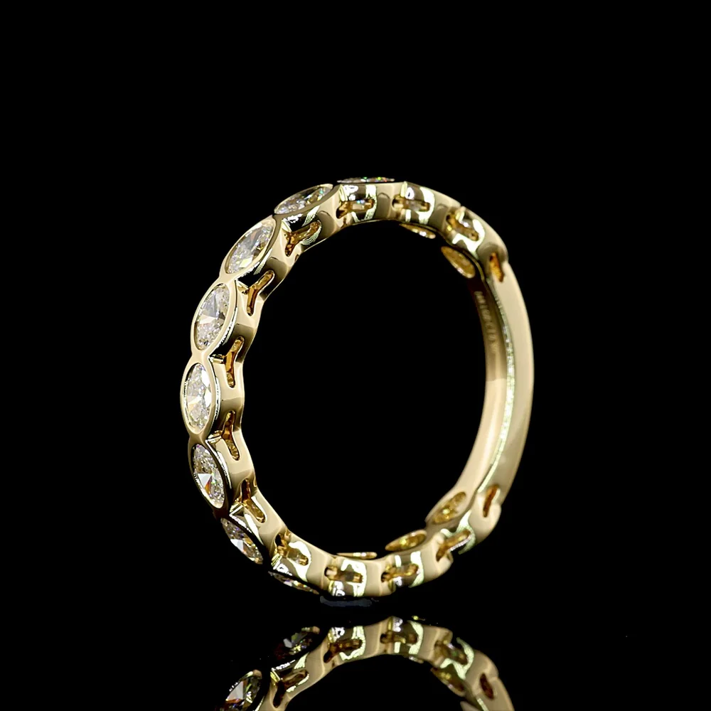 14K Yellow Gold 3/4 Eternity Band with East-West Bezel Set Oval Lab Diamonds - 0.91 Carat Total Diamond Weight - Covaloro Fine Jewelry - Image 4