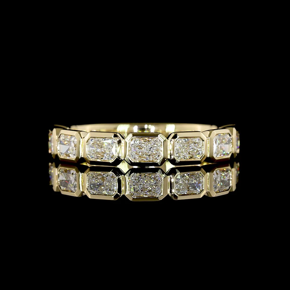 14K Yellow Gold 3/4 Eternity Band with East-West Bezel Set Radiant Cut Lab Diamonds - 1.41 Carats Total Diamond Weight - Covaloro Fine Jewelry