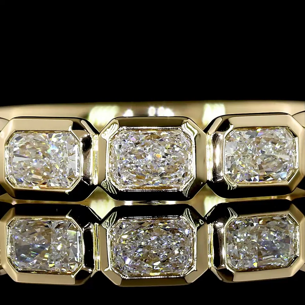 14K Yellow Gold 3/4 Eternity Band with East-West Bezel Set Radiant Cut Lab Diamonds - 1.41 Carats Total Diamond Weight - Covaloro Fine Jewelry - Image 2