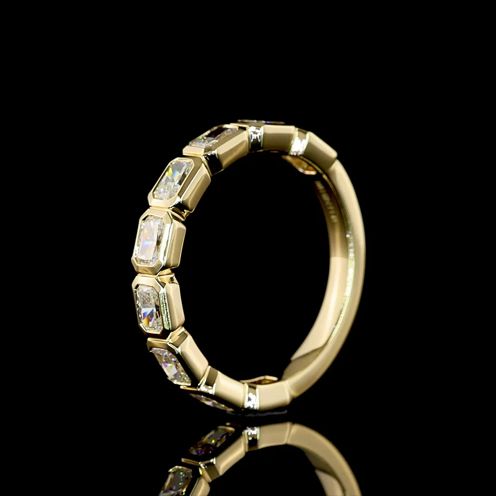14K Yellow Gold 3/4 Eternity Band with East-West Bezel Set Radiant Cut Lab Diamonds - 1.41 Carats Total Diamond Weight - Covaloro Fine Jewelry - Image 4
