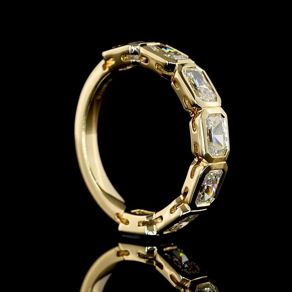 14K Yellow Gold 3/4 Eternity Band with East-West Bezel Set Radiant Cut Lab Diamonds - 2.27 Carat Total Weight - Covaloro Fine Jewelry - Image 3