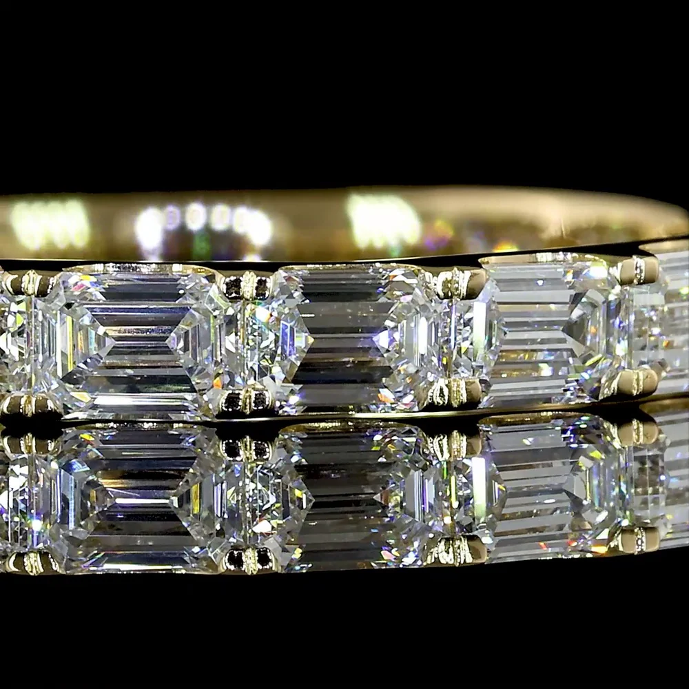 14K Yellow Gold 3/4 Eternity Band with East-West Emerald Cut Lab Diamonds - 1.39 Carats Total Diamond Weight - Covaloro Fine Jewelry - Image 2