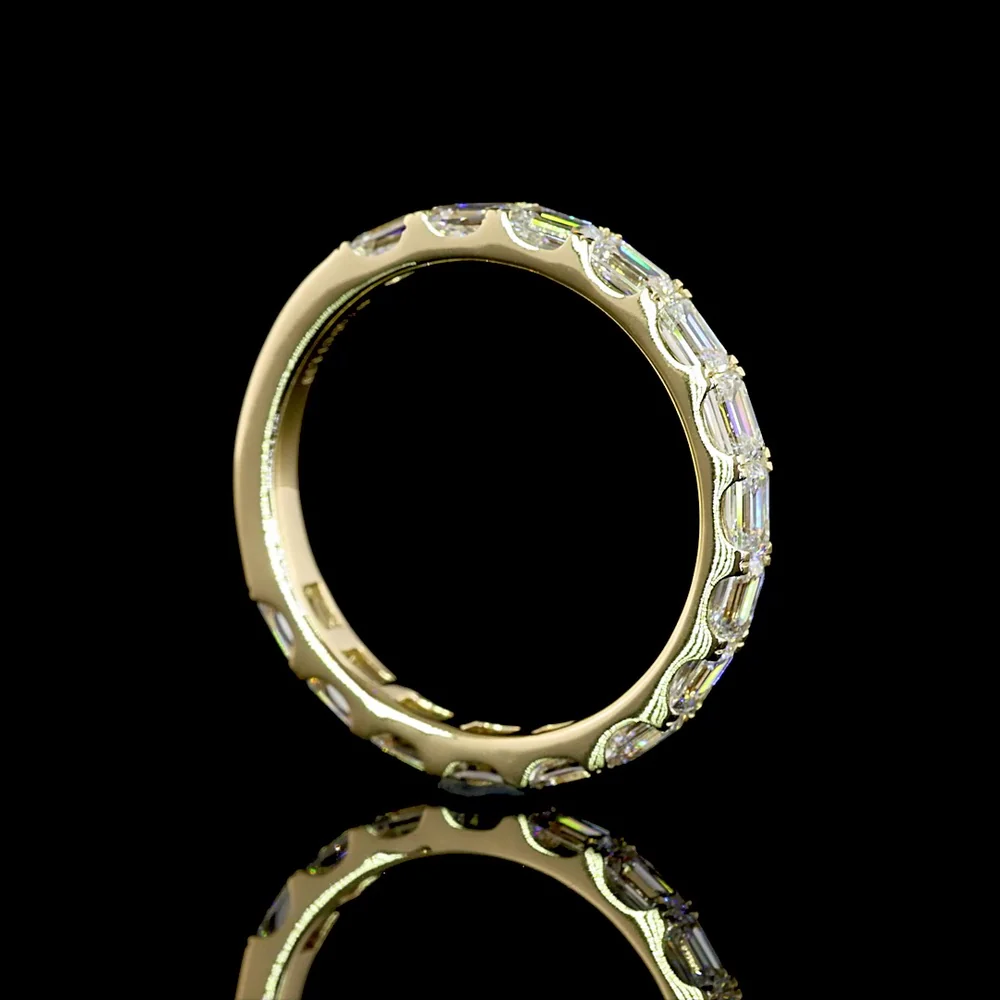 14K Yellow Gold 3/4 Eternity Band with East-West Emerald Cut Lab Diamonds - 1.39 Carats Total Diamond Weight - Covaloro Fine Jewelry - Image 3
