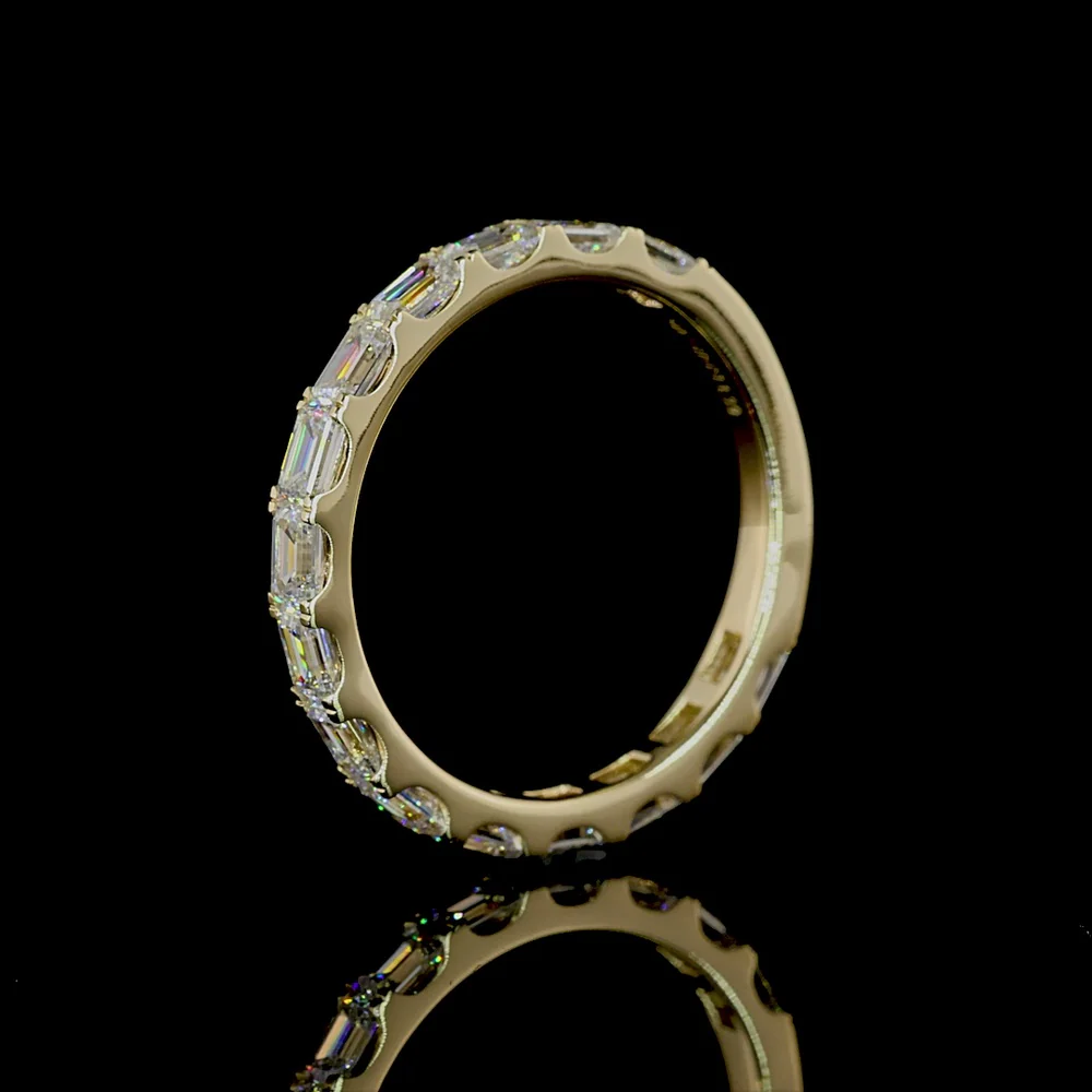 14K Yellow Gold 3/4 Eternity Band with East-West Emerald Cut Lab Diamonds - 1.39 Carats Total Diamond Weight - Covaloro Fine Jewelry - Image 4