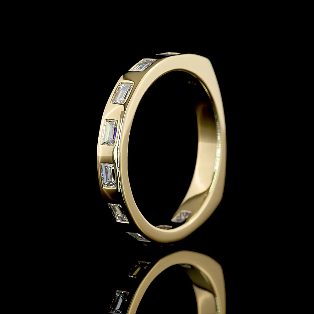 14K Yellow Gold 3/4 Eternity Band with East-West Flush Set Baguette Cut Lab Diamonds - 0.44 Carat Total Weight, E-F Color, VS Clarity - Covaloro Fine Jewelry - Image 4