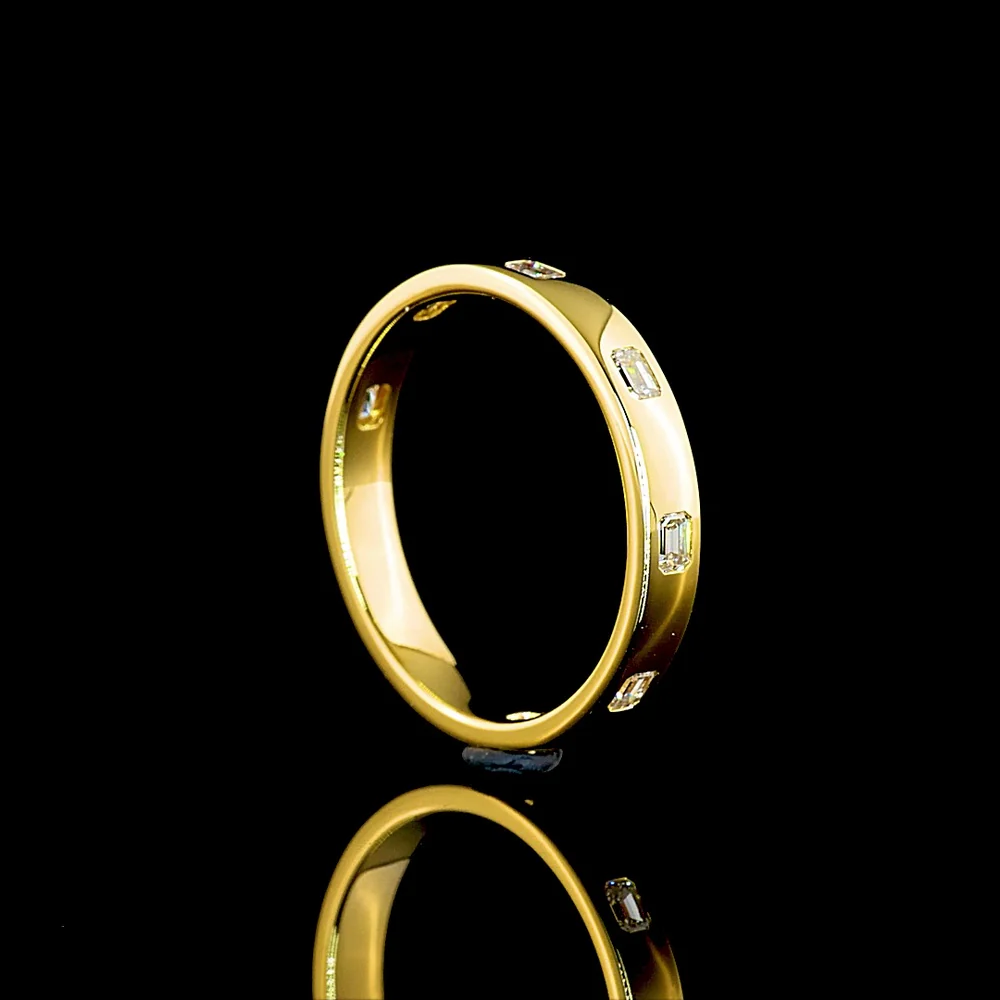 14K Yellow Gold 3/4 Eternity Band with East-West Flush Set Emerald Cut Lab Diamonds - 0.36 Carats Total Diamond Weight - Covaloro Fine Jewelry - Image 3