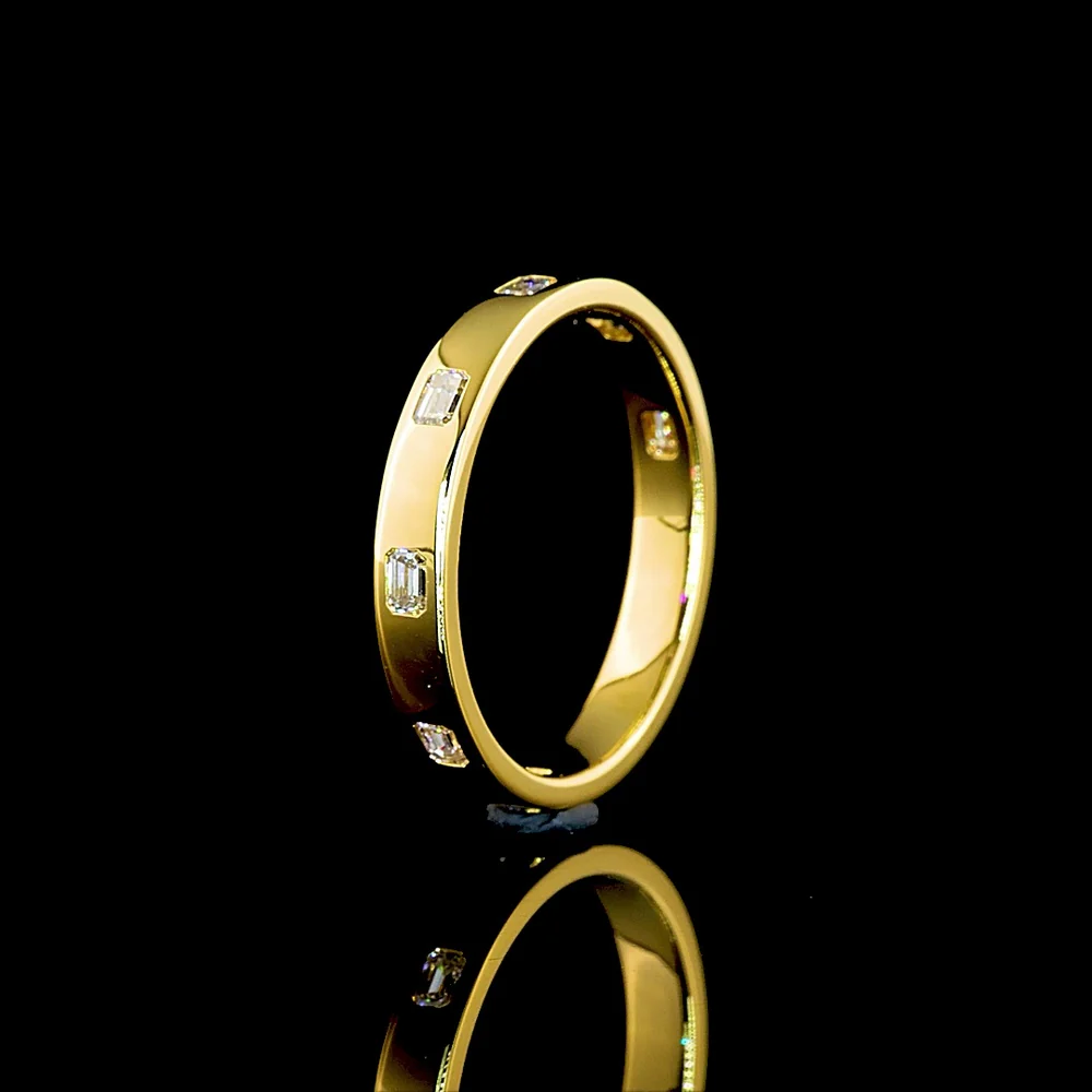 14K Yellow Gold 3/4 Eternity Band with East-West Flush Set Emerald Cut Lab Diamonds - 0.36 Carats Total Diamond Weight - Covaloro Fine Jewelry - Image 4