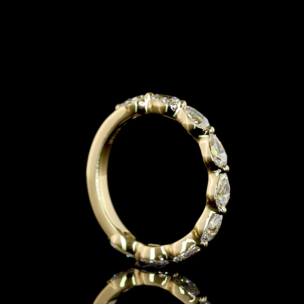 14K Yellow Gold 3/4 Eternity Band with East-West Pear Shape Lab Diamonds - 0.81 Carat Total Diamond Weight - Covaloro Fine Jewelry - Image 3