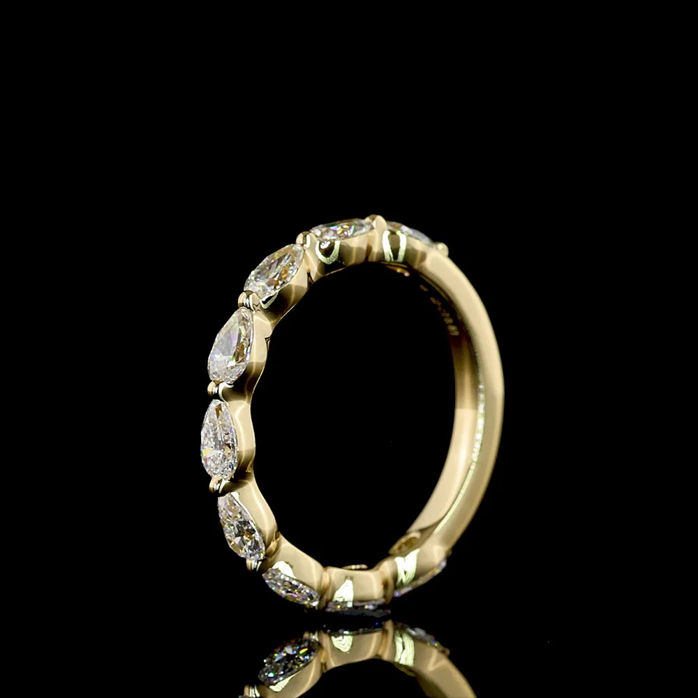 14K Yellow Gold 3/4 Eternity Band with East-West Pear Shape Lab Diamonds - 0.81 Carat Total Diamond Weight - Covaloro Fine Jewelry - Image 4