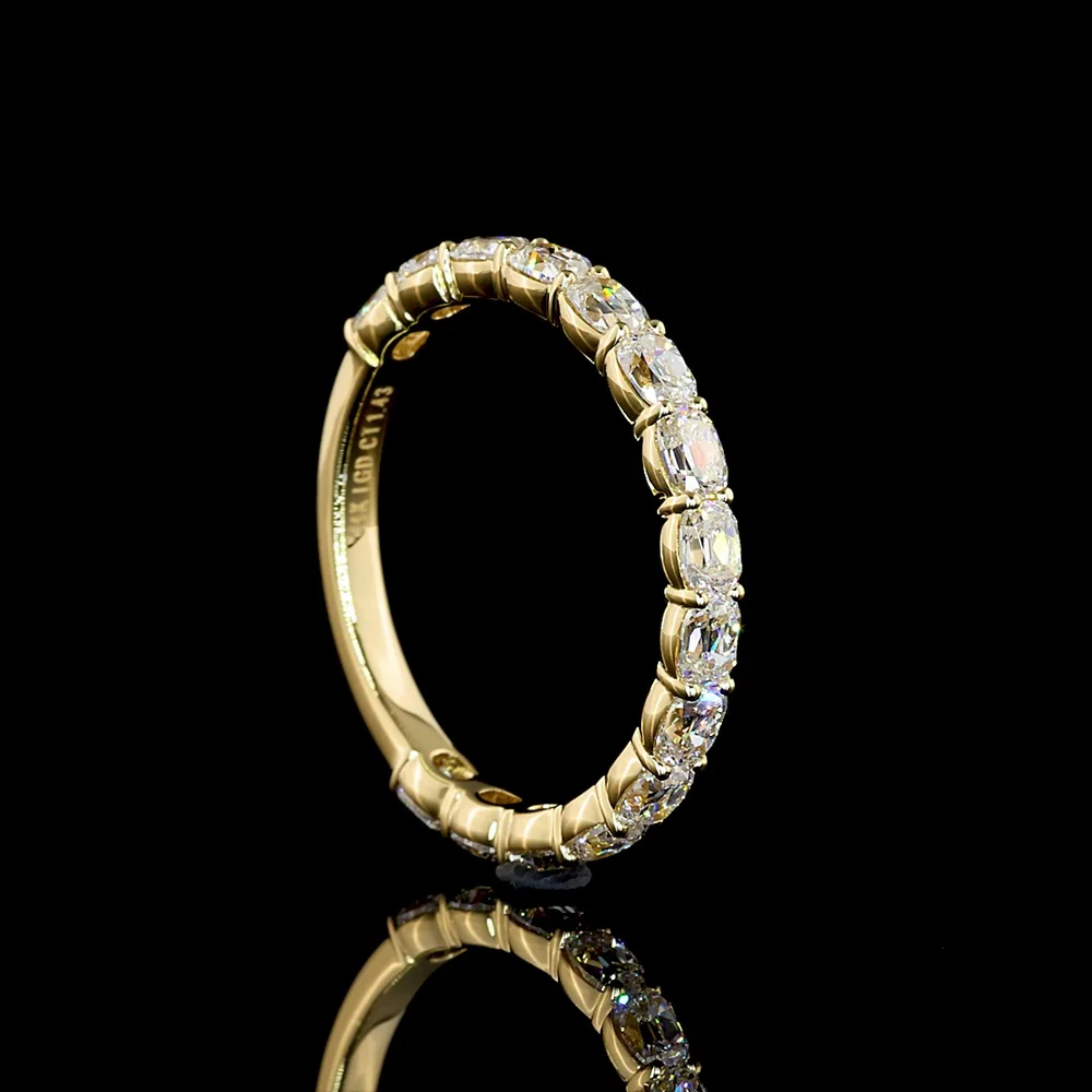 14K Yellow Gold 3/4 Eternity Band with East-West Prong Set Antique Cushion Cut Lab Diamonds - 1.43 Carat Total Diamond Weight - Covaloro Fine Jewelry - Image 3