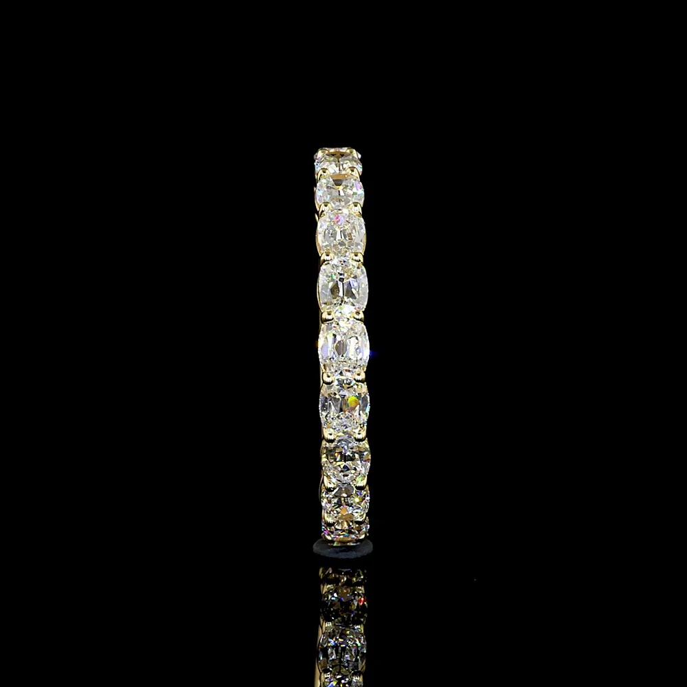 14K Yellow Gold 3/4 Eternity Band with East-West Prong Set Antique Cushion Cut Lab Diamonds - 1.43 Carat Total Diamond Weight - Covaloro Fine Jewelry - Image 4