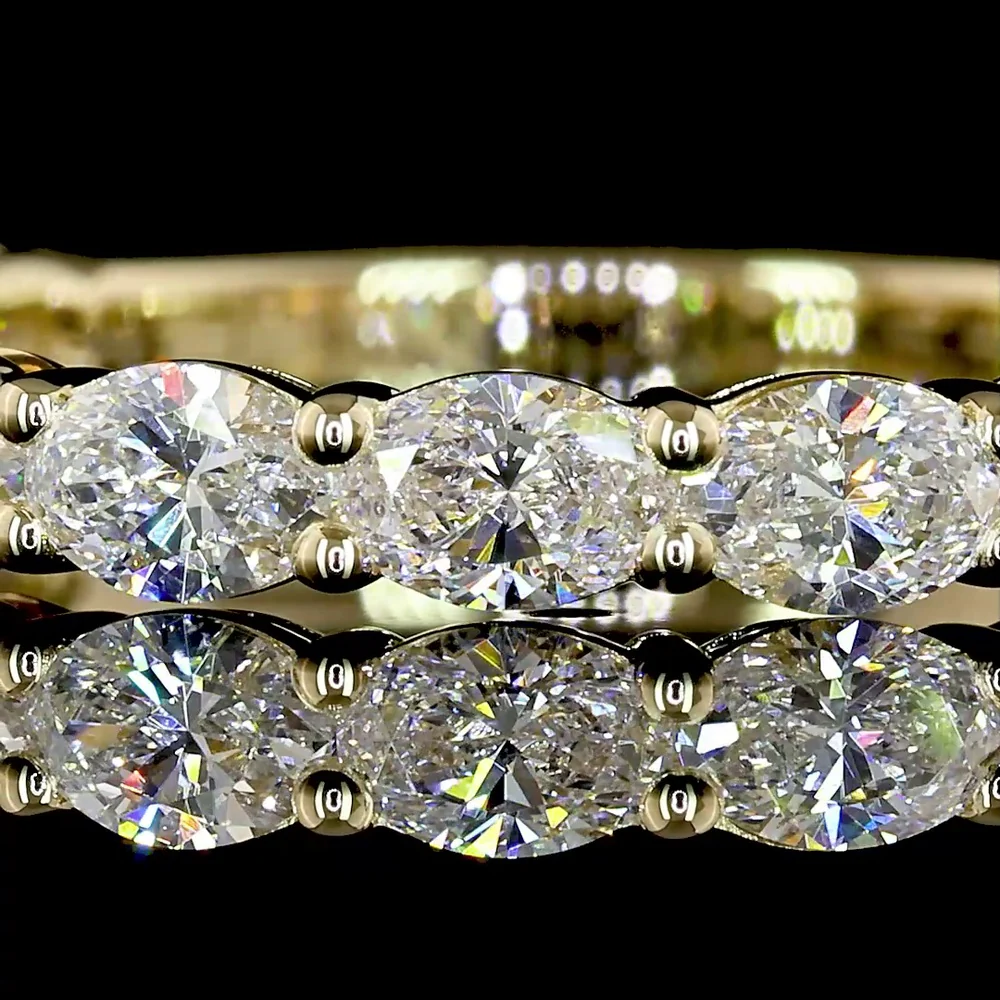 14K Yellow Gold 3/4 Eternity Band with East-West Prong Set Oval Cut Lab Diamonds - 1.40 Carats Total Diamond Weight - Covaloro Fine Jewelry - Image 2