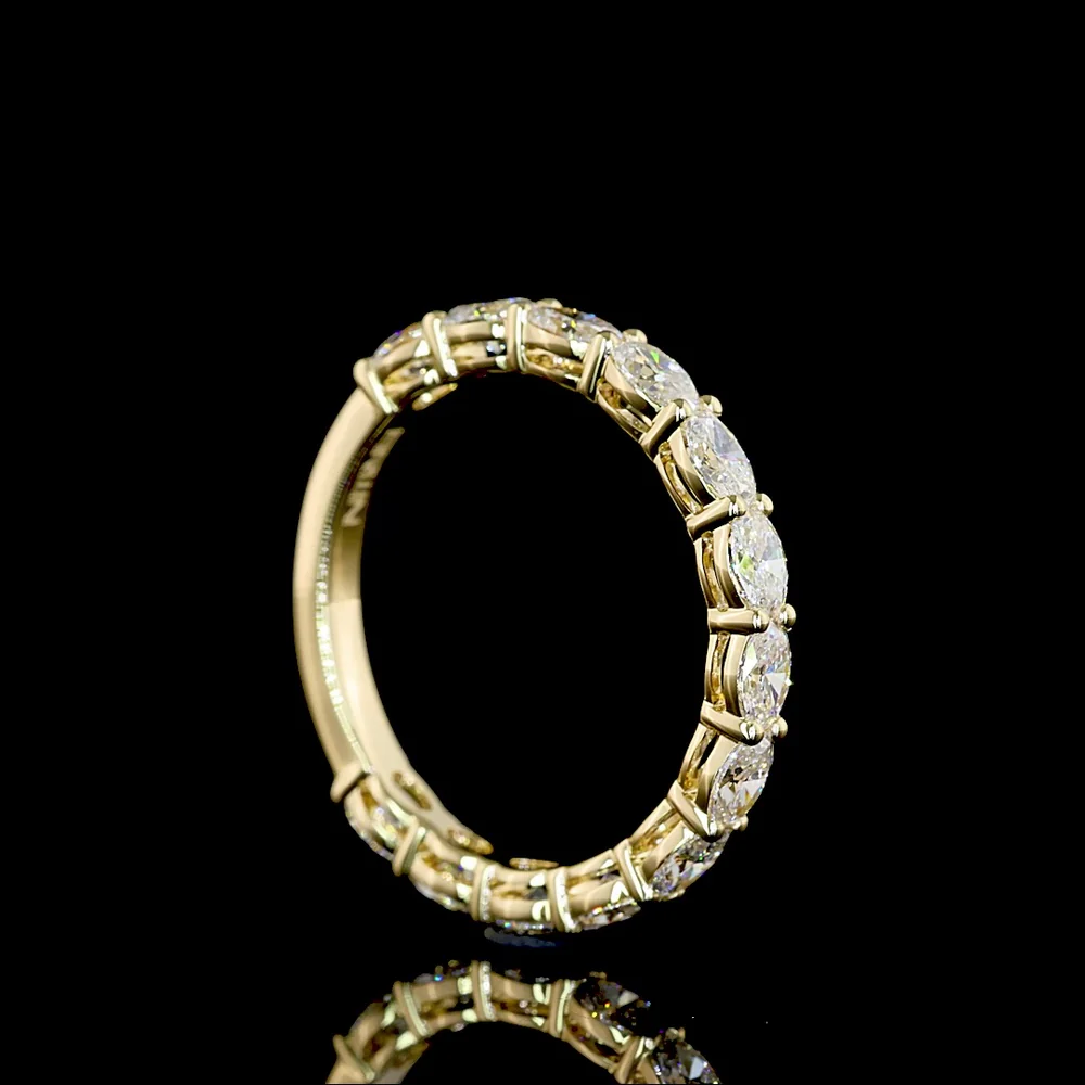 14K Yellow Gold 3/4 Eternity Band with East-West Prong Set Oval Cut Lab Diamonds - 1.40 Carats Total Diamond Weight - Covaloro Fine Jewelry - Image 3