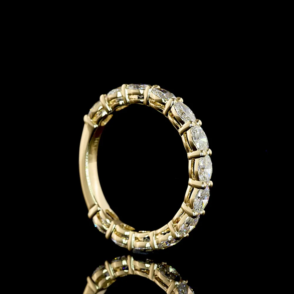 14K Yellow Gold 3/4 Eternity Band with East-West Prong Set Oval Lab Diamonds - 1.38 Carat Total Weight - Covaloro Fine Jewelry - Image 3