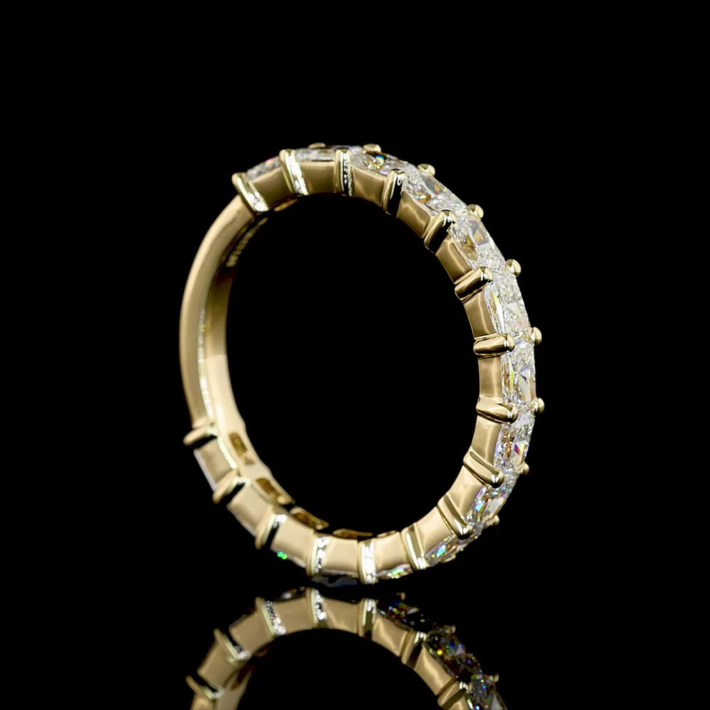 14K Yellow Gold 3/4 Eternity Band with East-West Prong Set Radiant Cut Lab Grown Diamonds - 1.69 Carat Total Weight - Covaloro Fine Jewelry - Image 3