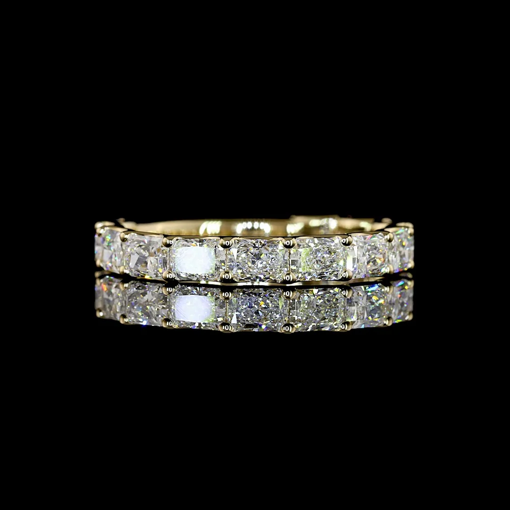 14K Yellow Gold 3/4 Eternity Band with East-West Radiant Cut Lab Diamonds - 1.80 Carat Total Weight, E-F VS Clarity - Covaloro Fine Jewelry