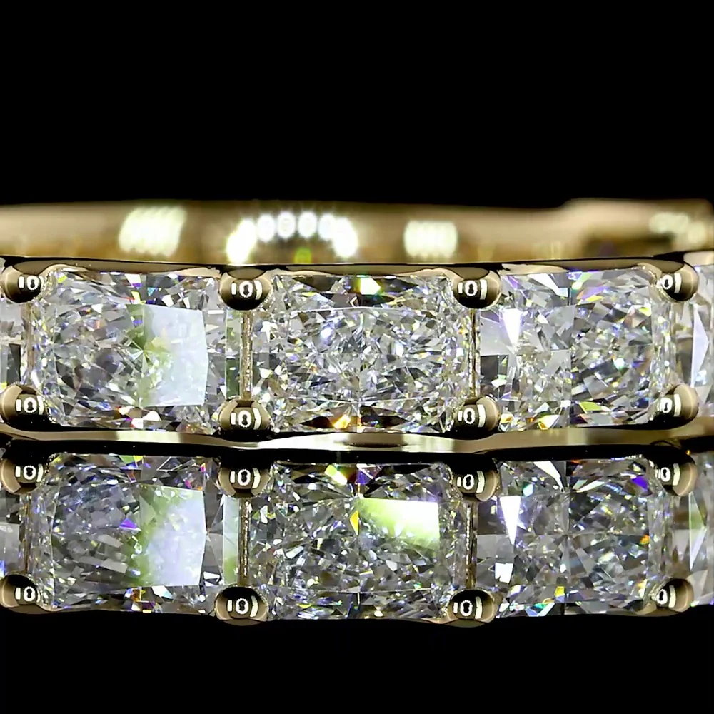 14K Yellow Gold 3/4 Eternity Band with East-West Radiant Cut Lab Diamonds - 1.80 Carat Total Weight, E-F VS Clarity - Covaloro Fine Jewelry - Image 2
