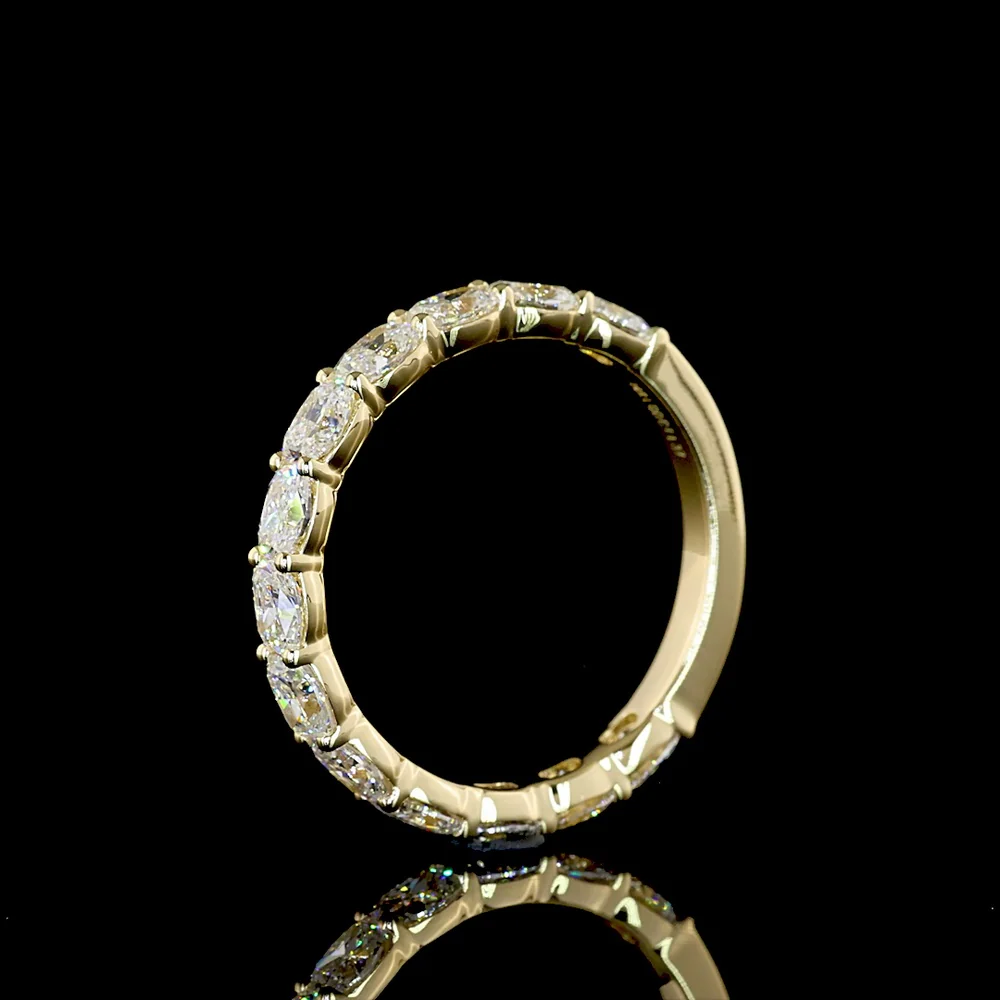 14K Yellow Gold 3/4 Eternity Band with East-West Set Cushion Brilliant Lab Diamonds - 1.37 Carat Total Weight - Covaloro Fine Jewelry - Image 4