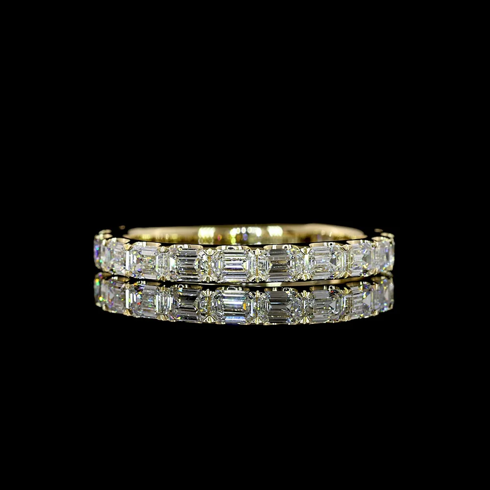 14K Yellow Gold 3/4 Eternity Band with East-West Set Emerald Cut Lab Diamonds - 1.36 Carats Total Diamond Weight - Covaloro Fine Jewelry