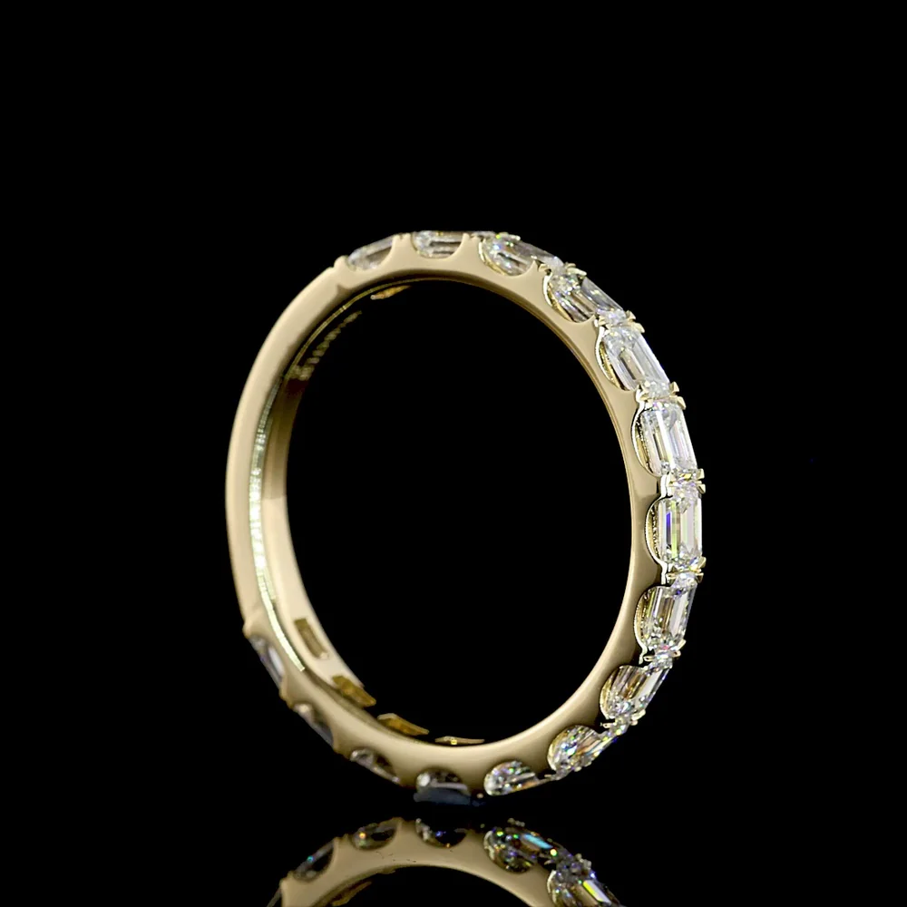 14K Yellow Gold 3/4 Eternity Band with East-West Set Emerald Cut Lab Diamonds - 1.36 Carats Total Diamond Weight - Covaloro Fine Jewelry - Image 3