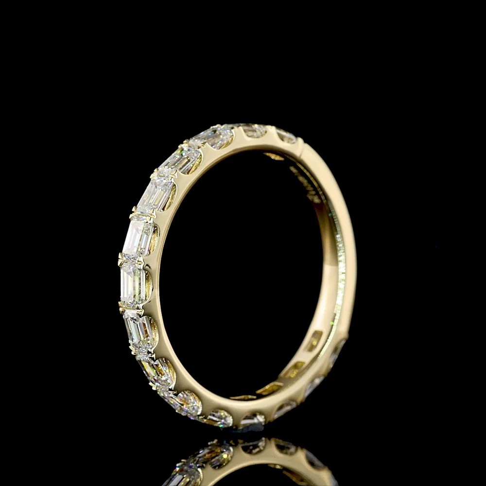 14K Yellow Gold 3/4 Eternity Band with East-West Set Emerald Cut Lab Diamonds - 1.36 Carats Total Diamond Weight - Covaloro Fine Jewelry - Image 4