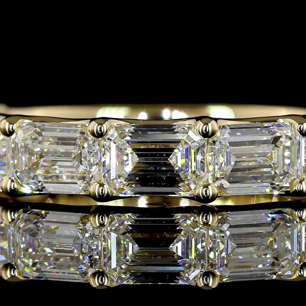 14K Yellow Gold 3/4 Eternity Band with East-West U-Prong Set Emerald Cut Lab Diamonds - 2.13 Carats Total Diamond Weight - Covaloro Fine Jewelry - Image 2