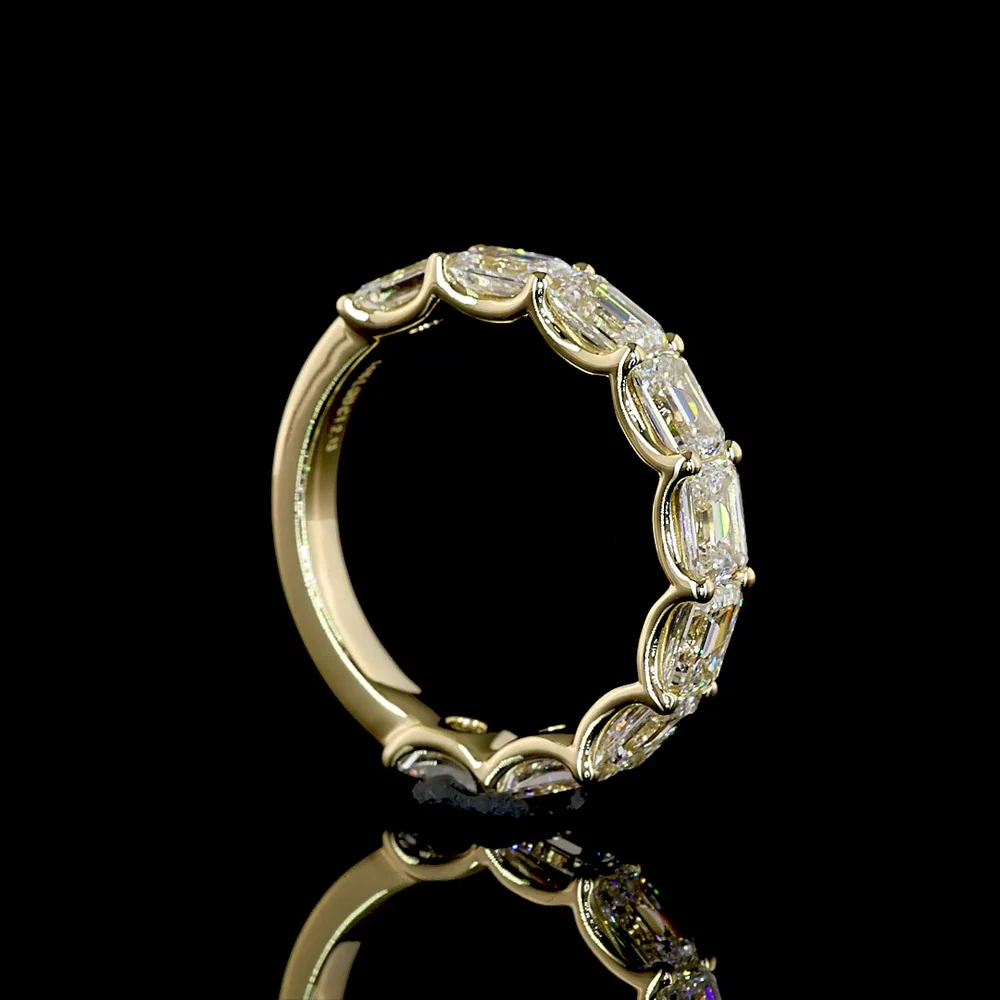 14K Yellow Gold 3/4 Eternity Band with East-West U-Prong Set Emerald Cut Lab Diamonds - 2.13 Carats Total Diamond Weight - Covaloro Fine Jewelry - Image 3