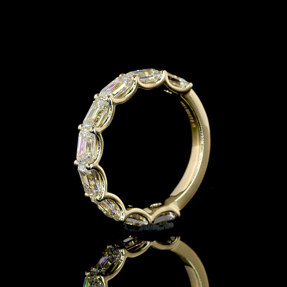 14K Yellow Gold 3/4 Eternity Band with East-West U-Prong Set Emerald Cut Lab Diamonds - 2.13 Carats Total Diamond Weight - Covaloro Fine Jewelry - Image 4