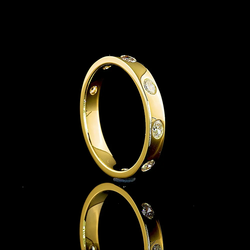 14K Yellow Gold 3/4 Eternity Band with Flush Set East-West Oval Lab Diamonds - 0.38 Carat Total Diamond Weight - Covaloro Fine Jewelry - Image 3