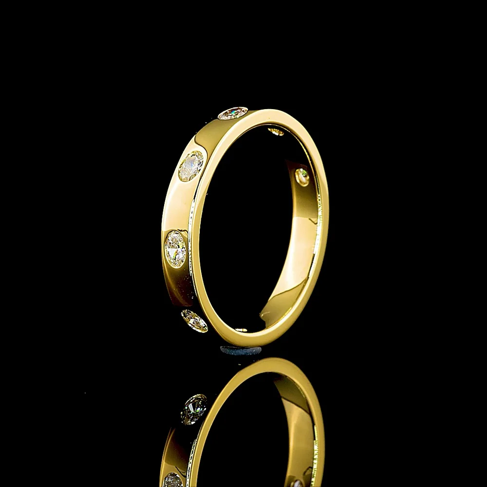 14K Yellow Gold 3/4 Eternity Band with Flush Set East-West Oval Lab Diamonds - 0.38 Carat Total Diamond Weight - Covaloro Fine Jewelry - Image 4