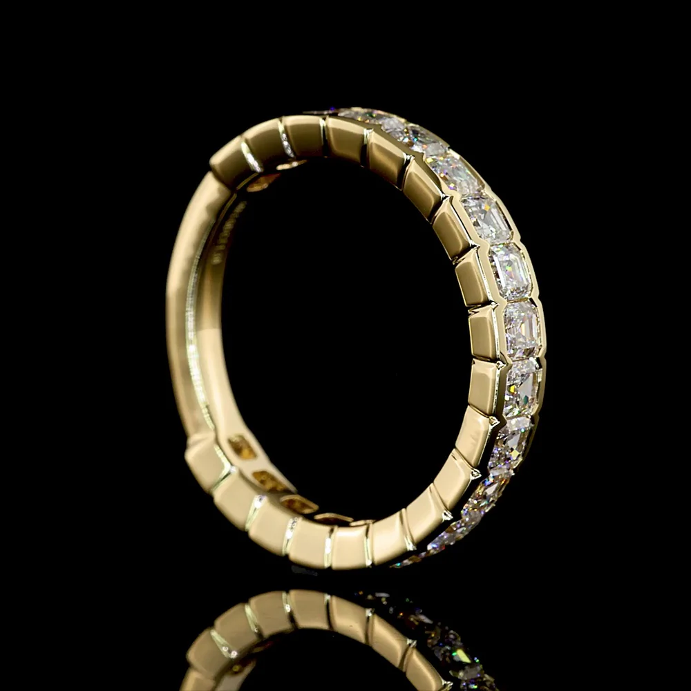 14K Yellow Gold 3/4 Eternity Band with Half Bezel Set Asscher Cut Lab Diamonds - 1.38 Carat Total Diamond Weight - Covaloro Fine Jewelry - Image 3